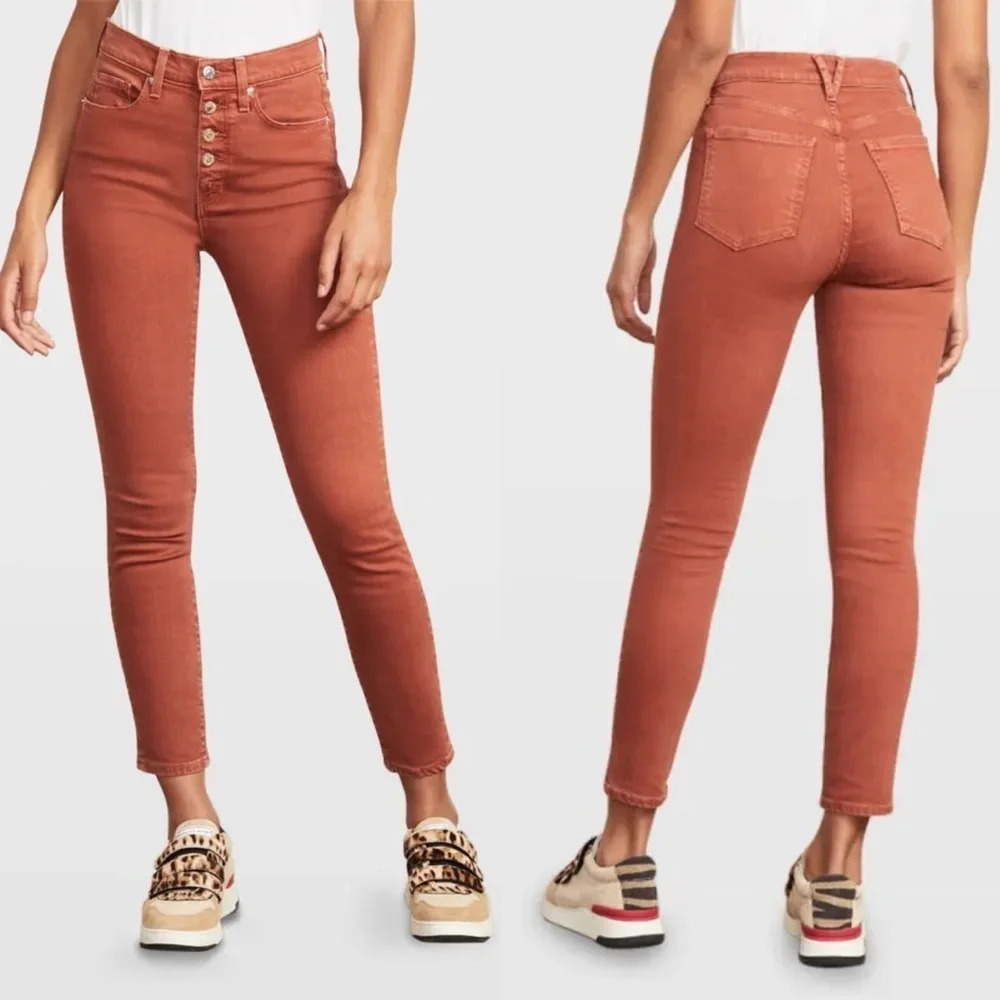 Veronica Beard Maera High-Rise Skinny Jeans Cinnamon Designer Denim 26